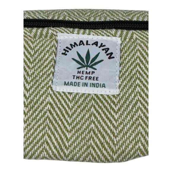 Himalayan Hemp THC Free Green White Small Cylindrical Pouch India Organic Hippie - Picture 4 of 6